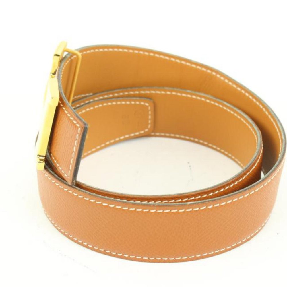 Hermès Brown x Gold 32mm Reversible H Logo Belt Kit 67h422s - Picture 12 of 12